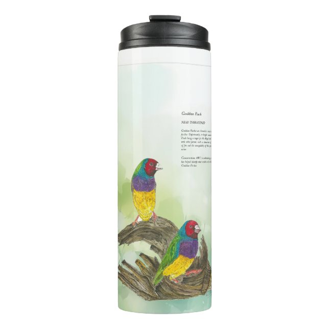 Cheerful Handpainted Gouldia Finch Birds Thermal Tumbler (Front)