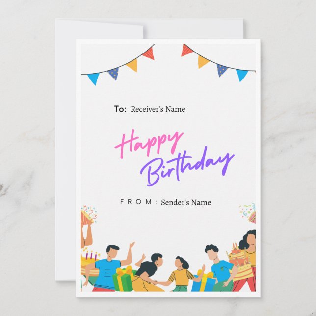 Cheerful Happy Digital Birthday Card (Front)