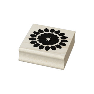 Cheerful Happy Graphic Sunflower Flower Blossom Rubber Stamp