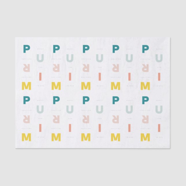 Cheerful Happy Purim Colourful Tissue Paper (Front)