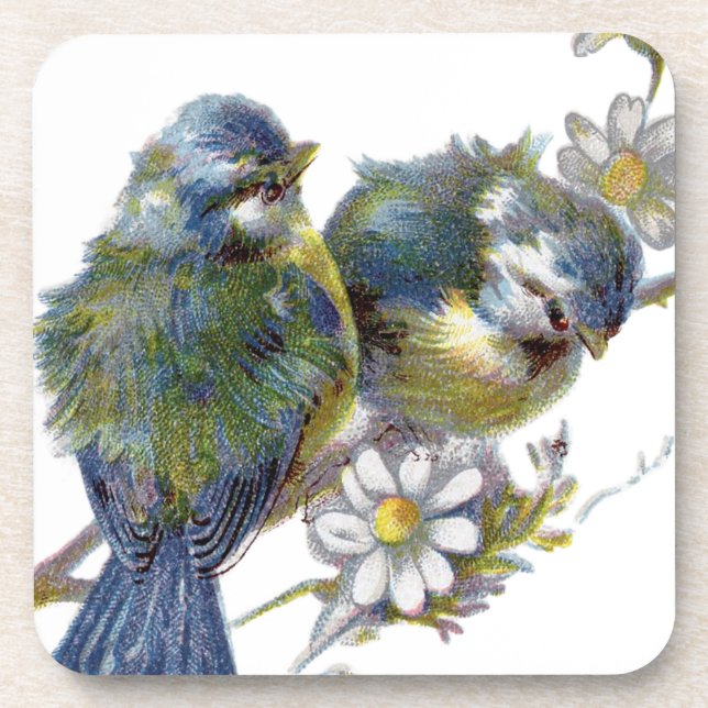 Cheerful Happy Vintage Birds Coaster (Front)