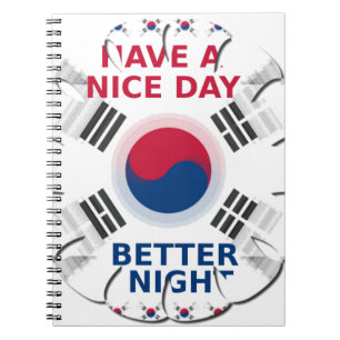 Cheerful "Have a Nice Day" Korean Flag Art design Notebook