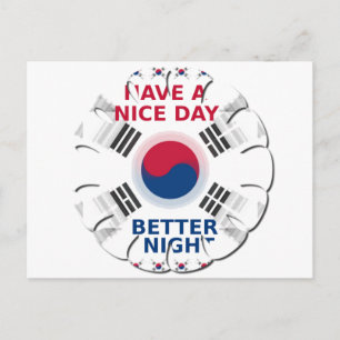Cheerful "Have a Nice Day" Korean Flag Art design Postcard