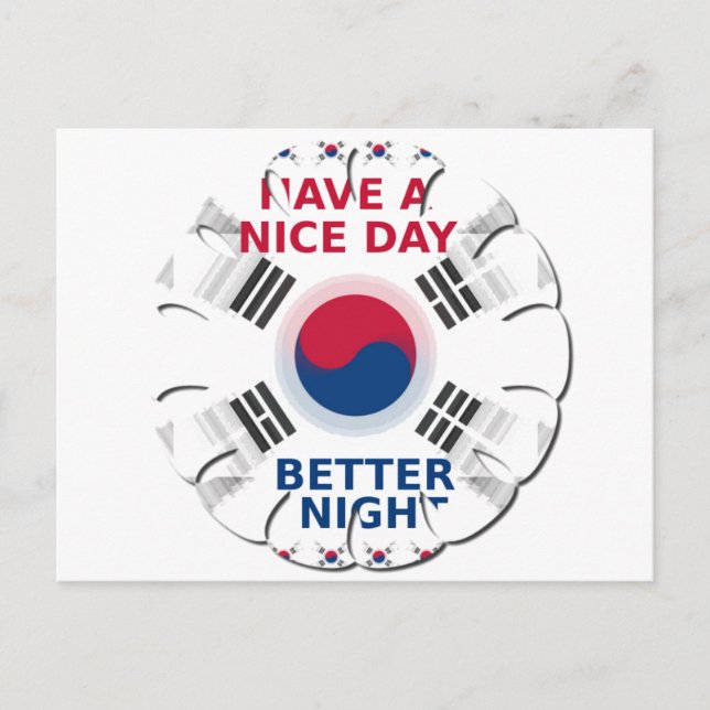 Cheerful "Have a Nice Day" Korean Flag Art Design Postcard (Front)