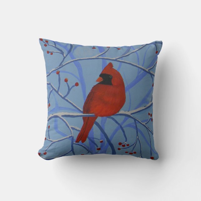 Cheerful heart Cardinal Cushion (Front)