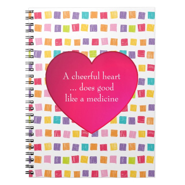 Cheerful Heart Colourful Pattern Notebook (Front)