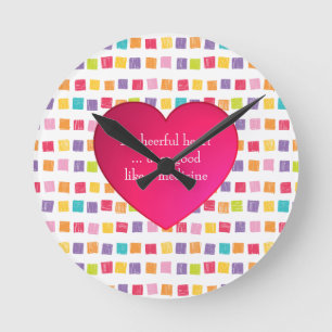 Cheerful Heart Colourful Pattern Round Clock