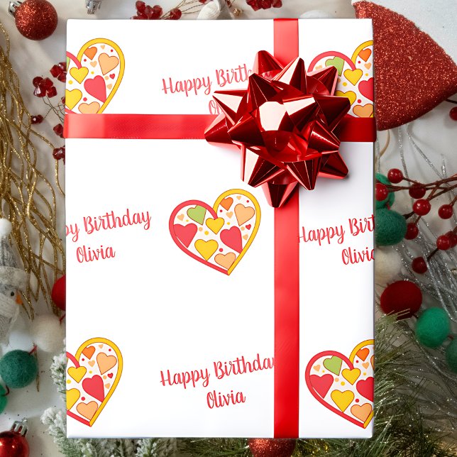 Cheerful Hearts Custom Text Wrapping Paper (Creator Uploaded)