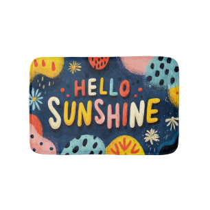 Cheerful "Hello Sunshine" Greeting Bath Mat