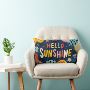 Cheerful "Hello Sunshine" Greeting Lumbar Cushion