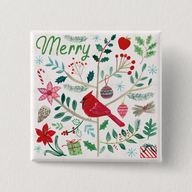 Cheerful Holiday - Merry 15 Cm Square Badge (Front)