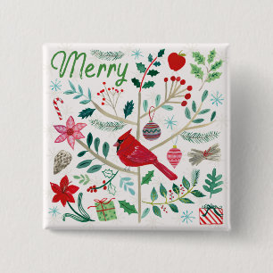 Cheerful Holiday - Merry 15 Cm Square Badge