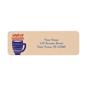 Cheerful Holiday Tea Cup Return Address Labels