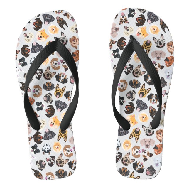 Cheerful Illustration with dogs Thongs (Footbed)