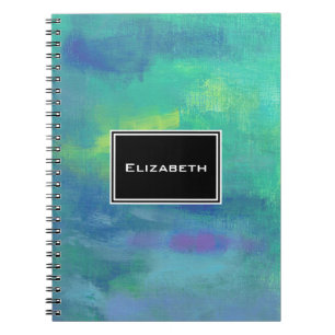 Cheerful Impressionist Abstract in Green and Blue Notebook
