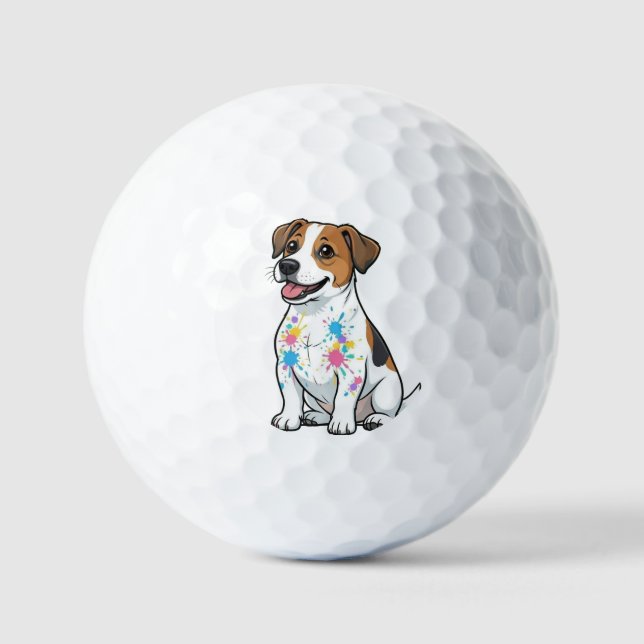 Cheerful Jack Russell Splatter Fun Golf Balls (Front)