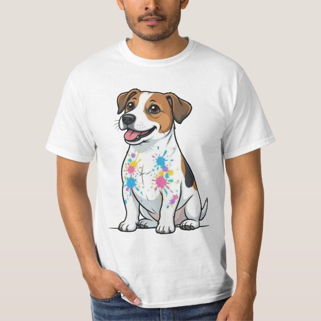 Cheerful Jack Russell Splatter Fun T-Shirt (Front)