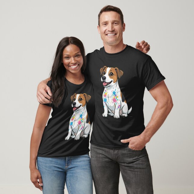 Cheerful Jack Russell Splatter Fun T-Shirt (Unisex)
