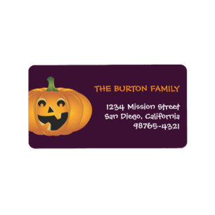 Cheerful jolly pumpkin custom Halloween address Label