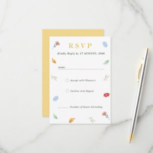 Cheerful Joyful Colourful Floral RSVP Response Car