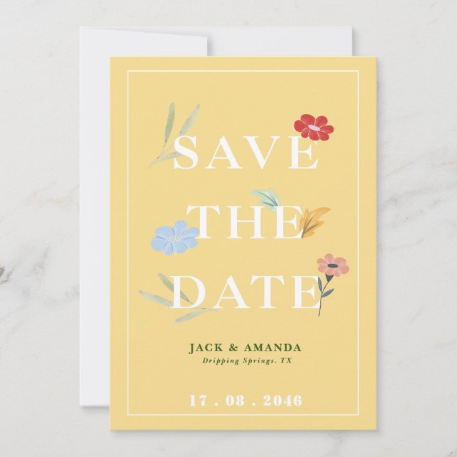 Cheerful Joyful Colourful Wedding save the dates Invitation (Front)