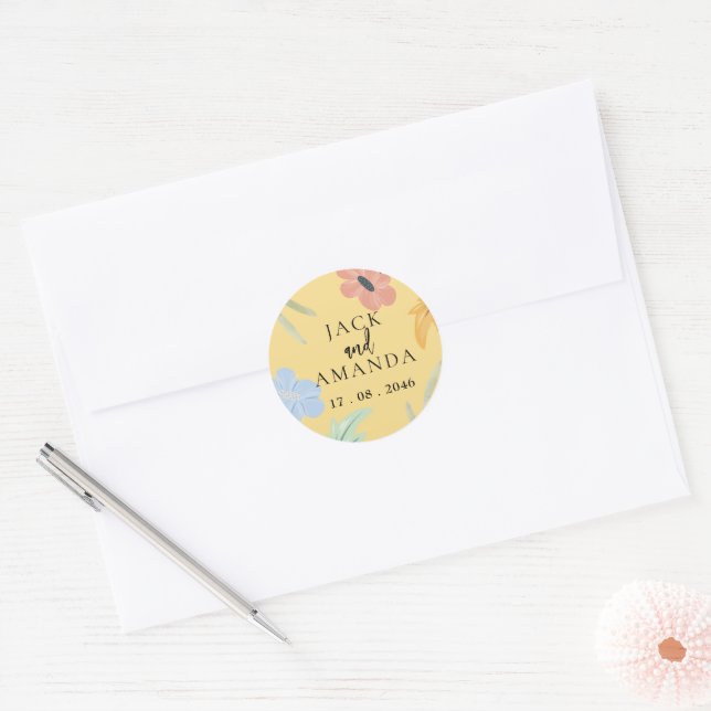 Cheerful Joyful Colourful Wedding Sticker and Labe (Envelope)