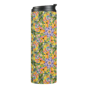 Cheerful kaleidoscope floral thermal tumbler