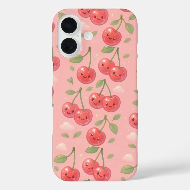 Cheerful Kawaii Cherry Pattern Illustration Case-Mate iPhone Case (Back)