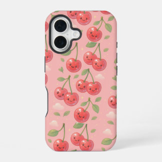 Cheerful Kawaii Cherry Pattern Illustration iPhone 16 Case