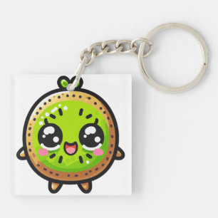 Cheerful Kawaii Kiwi - Cute Smiling Fruit Key Ring