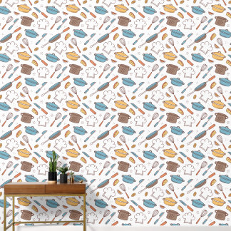 Cheerful Kitchen Doodle Wallpaper
