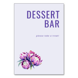 Cheerful Lavender Floral Dessert Sign Table Number