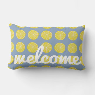 Cheerful Lemon, Modern Fruit Pattern a Zesty Lumbar Cushion