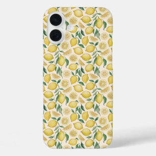 Cheerful Lemon Pattern iPhone 16 Plus Case