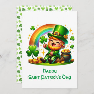 Cheerful Leprechaun: Saint Patrick's Day Festive  Holiday Card