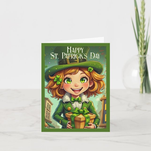 Cheerful Leprechaun - St. Patrick's Day Lucky Char Card (Front)