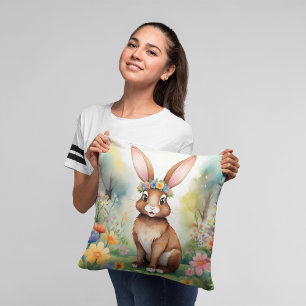 Cheerful little brown bunny 1, Easter Cushion