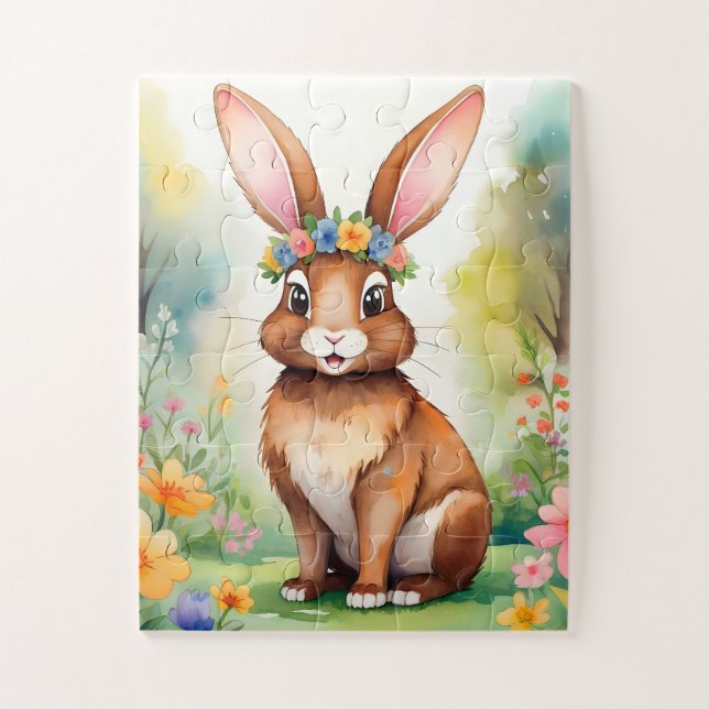 Cheerful little brown bunny 1, Easter Jigsaw Puzzle (Vertical)