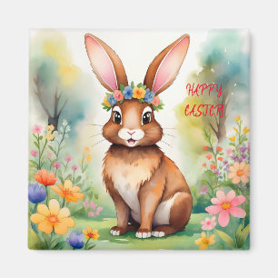 Cheerful little brown bunny 1, Easter Magnet
