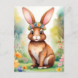 Cheerful little brown bunny 1, Easter Postcard