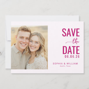 Cheerful Magenta Modern Photo Save The Date