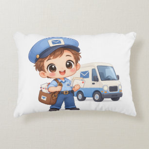 Cheerful Mail Carrier Decorative Cushion