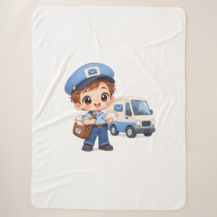 Cheerful Mail Carrier Sherpa Blanket