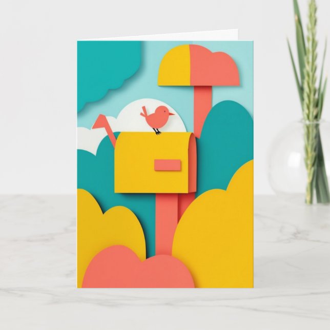 Cheerful Mailbox Bird Card (Front)
