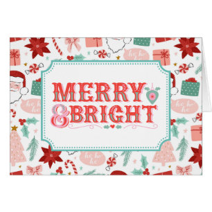 Cheerful Merry & Bright   Pink and Red Holiday