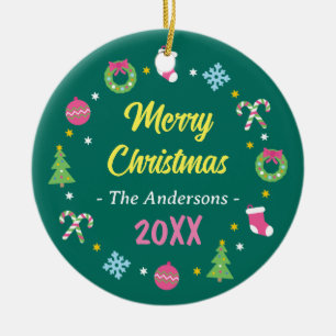 Cheerful merry Christmas Ceramic Ornament