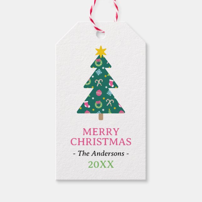 Cheerful merry Christmas Gift Tags (Front)