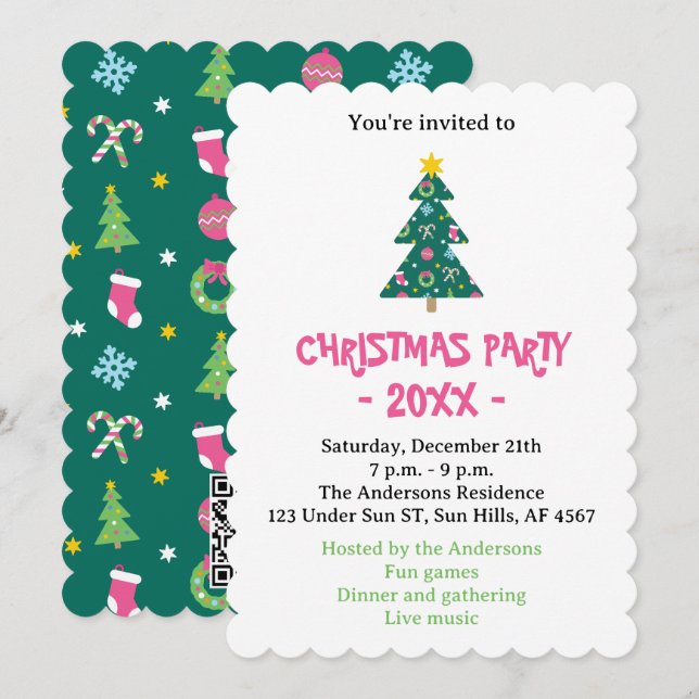 Cheerful merry Christmas Invitation (Front/Back)