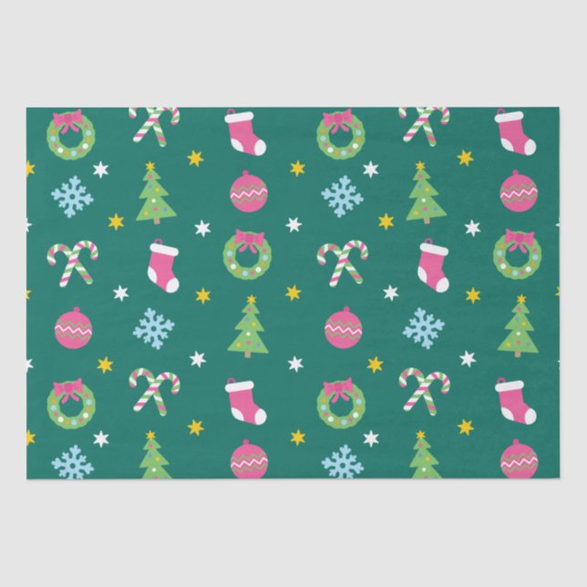 Cheerful merry Christmas pattern Tissue Paper (Front)