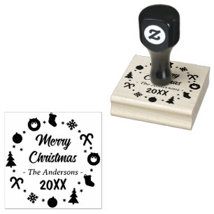 Cheerful merry Christmas Rubber Stamp